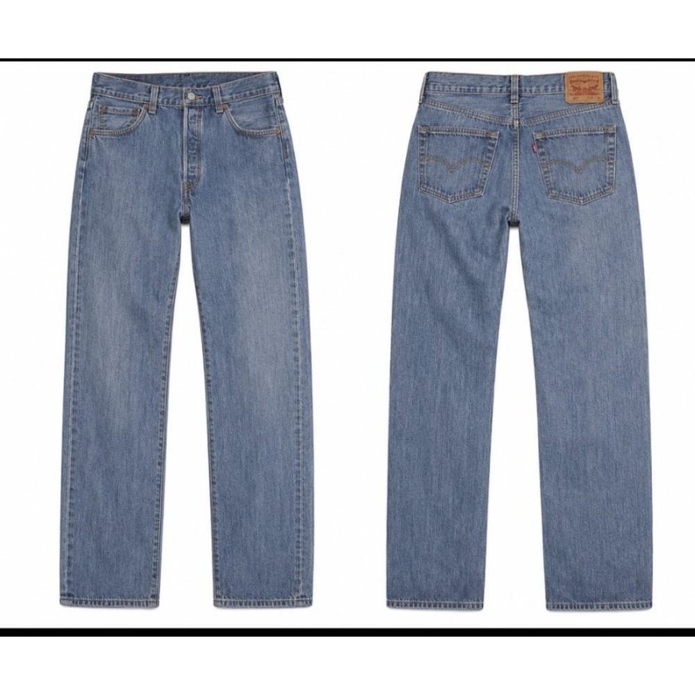 Y2K Levis 501 Original Mens Straight Button Fly Blue Jeans 36x29 Light wash 1091